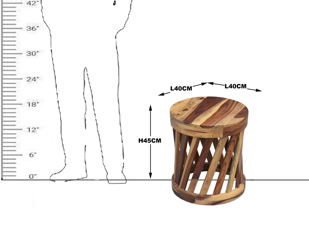 Solid Wood Wooden Stripe Design Lamp Table | Lamp Side Table | Side End Table