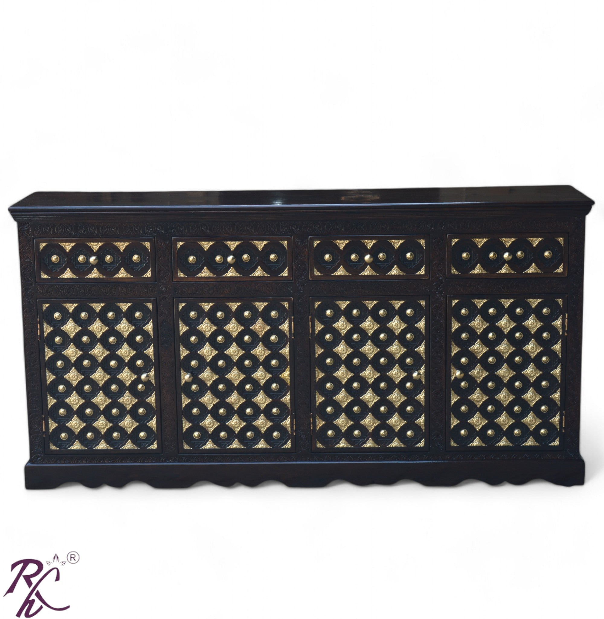 Solid Wood Brass Bakhra Sideboard