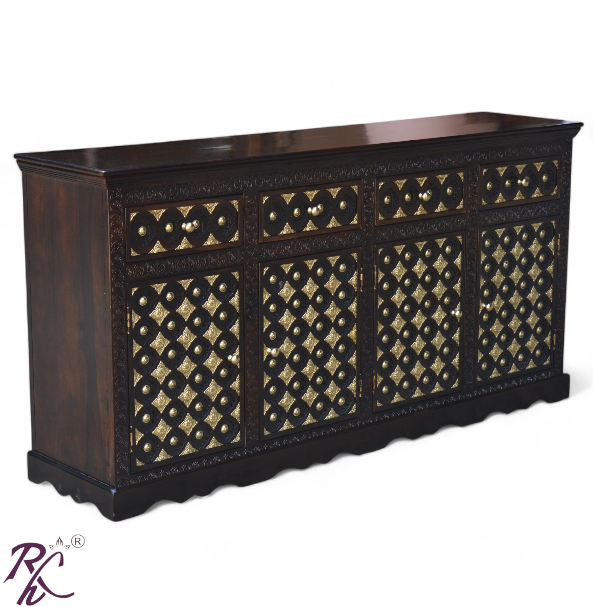 Solid Wood Brass Bakhra Sideboard