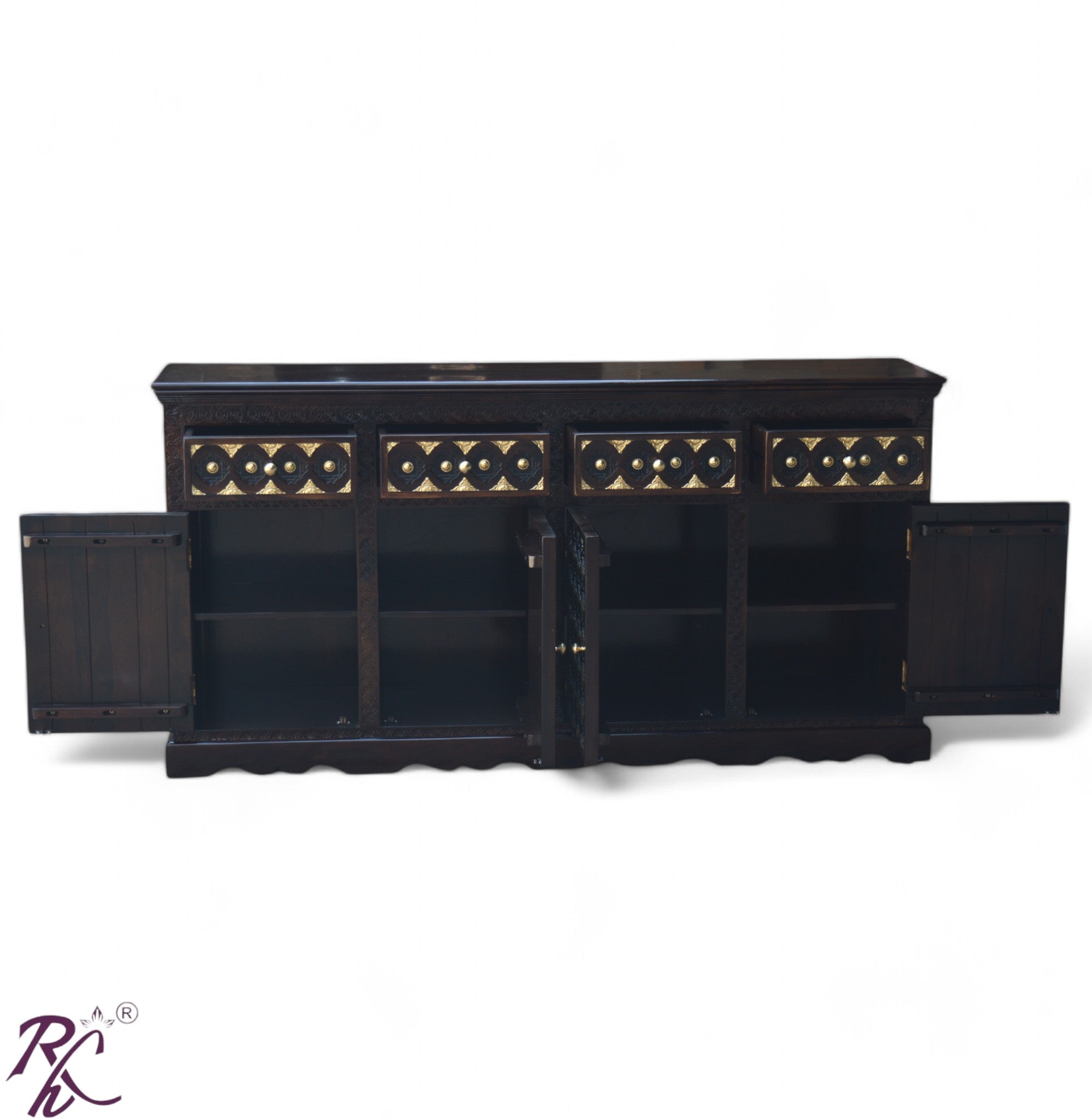 Solid Wood Brass Bakhra Sideboard