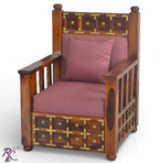 Solid Wood Brass L+T Design Sofa One Seater