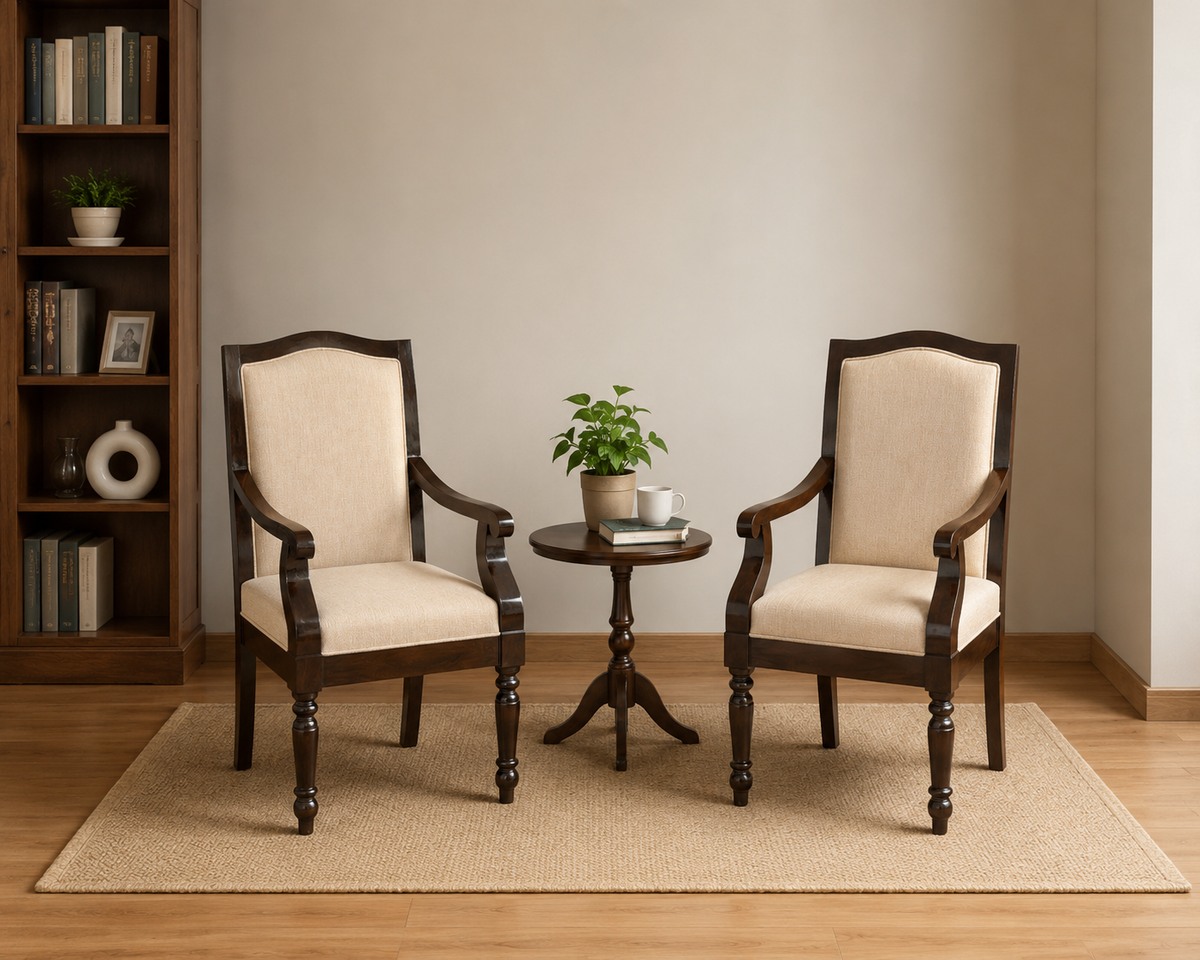 Solid Sheesham Wood Carving Arm Chair