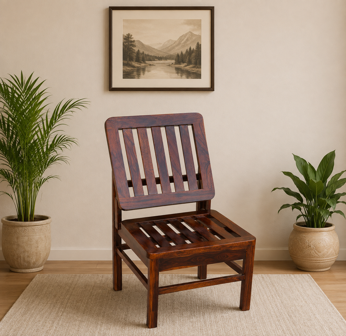 Solid Wood Stripe Arm Chair