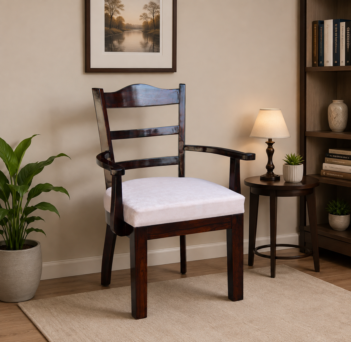 Solid Wood Arm Chair Cushion Top for Living Room
