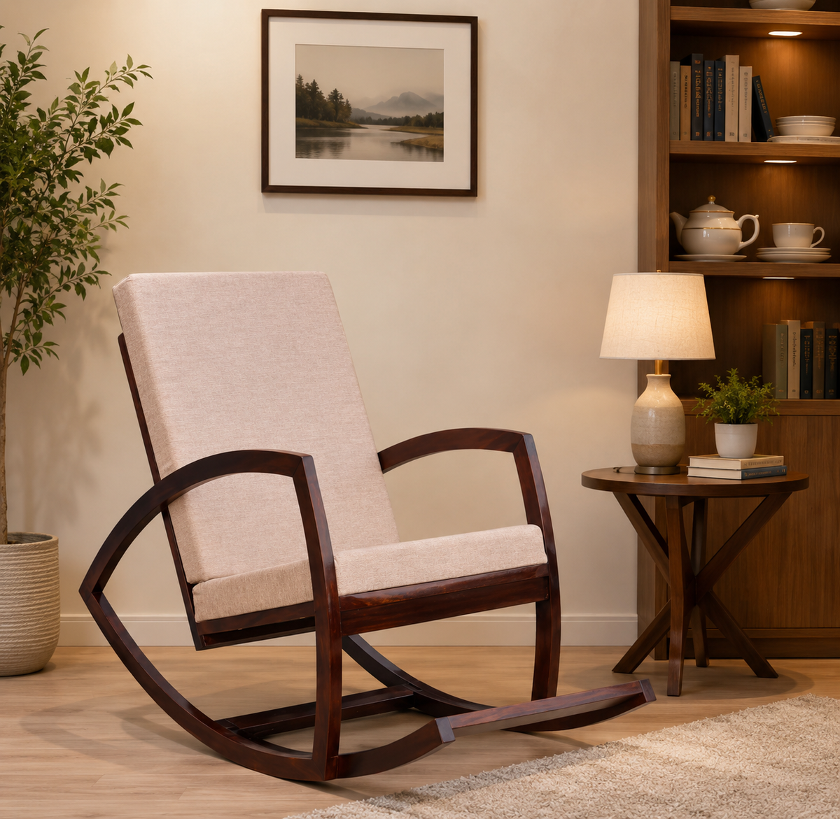 Solid Wood Cushion Rocking Chair