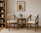 Solid Wood Arm Chair With Back Cushion