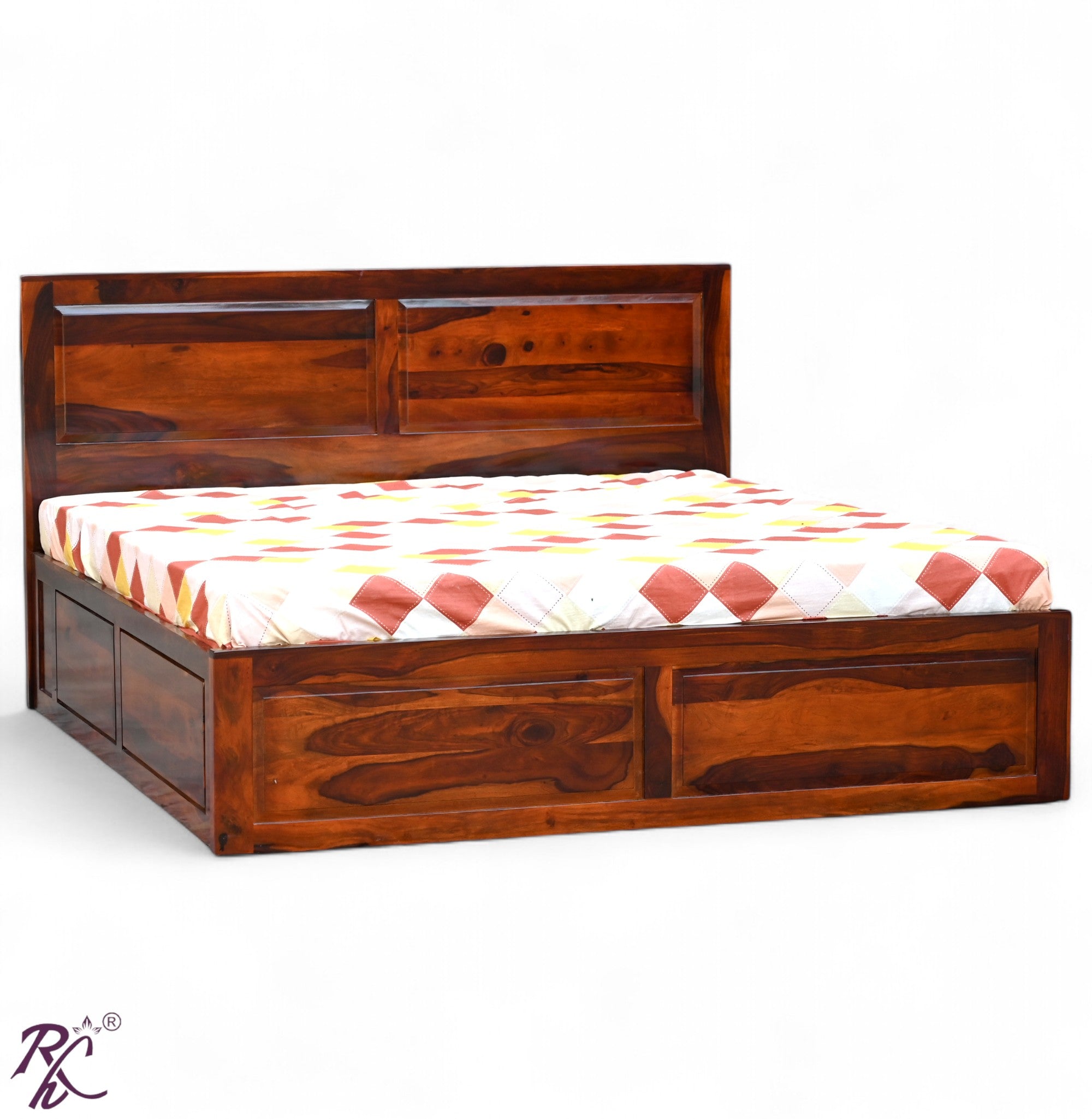 Solid Wood King Size Bed With Storage With Both Side Door