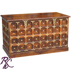 Solid Wood Brass Work L+T Design Blanket Box
