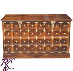 Solid Wood Brass Work L+T Design Blanket Box