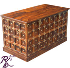 Solid Wood Brass Work L+T Design Blanket Box Small