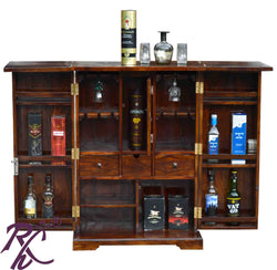 Solid Wood Small Bar Cabinet Wood Bakhra Door Design