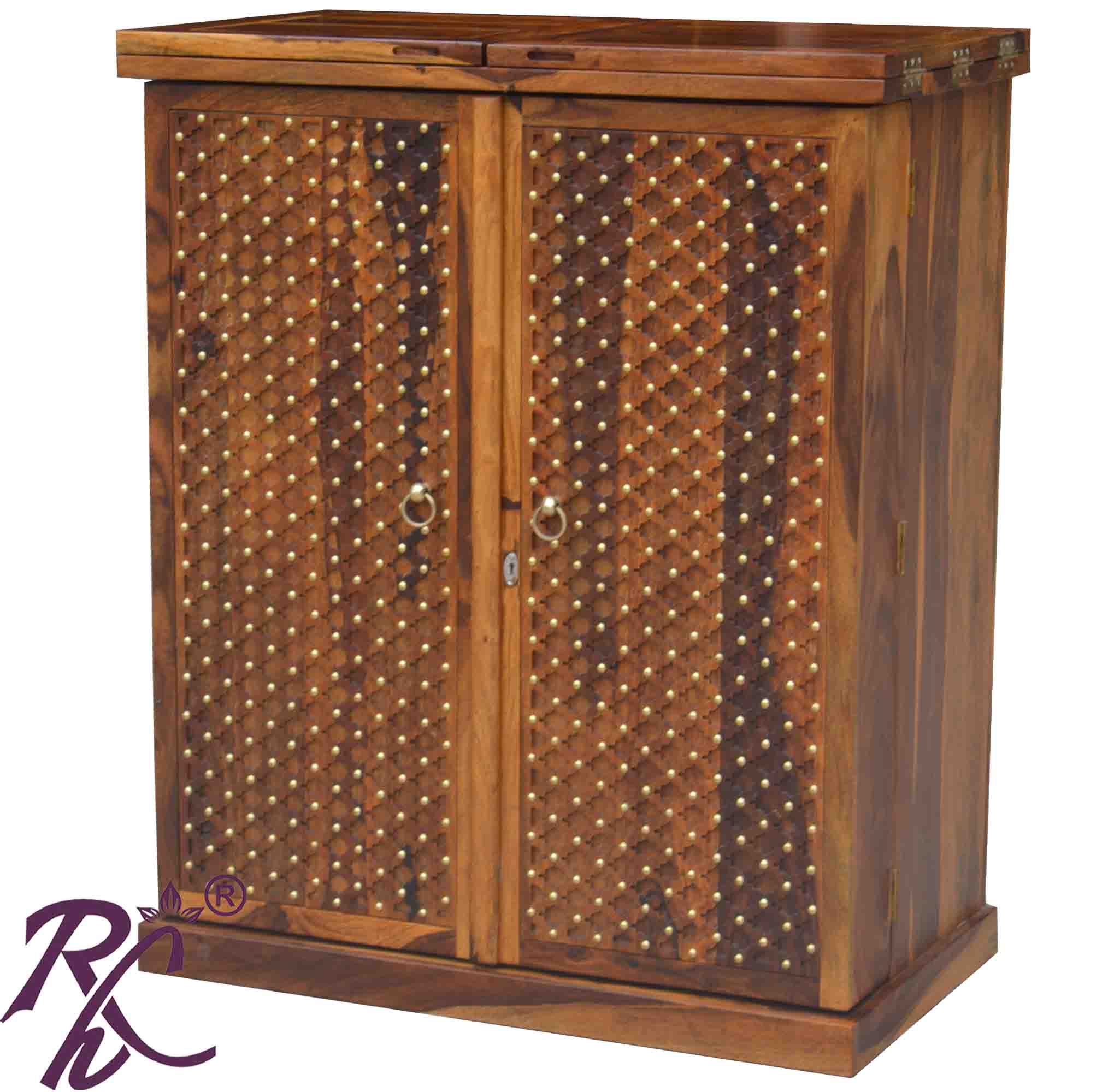 Solid Wood Jiksa Jali Door Design Bar Cabinet