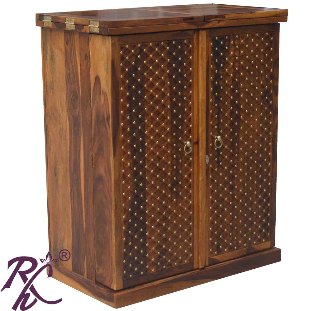 Solid Wood Jiksa Jali Door Design Bar Cabinet
