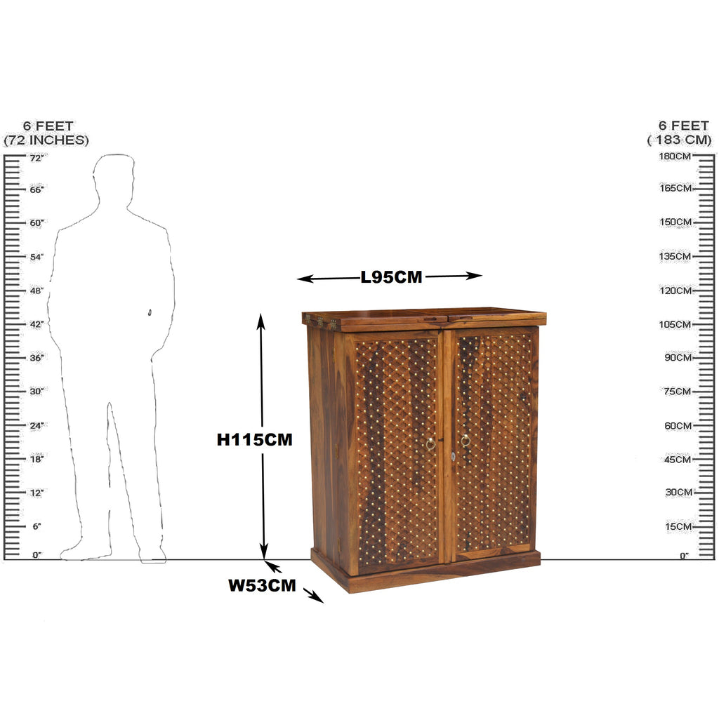 Solid Wood Jiksa Jali Door Design Bar Cabinet