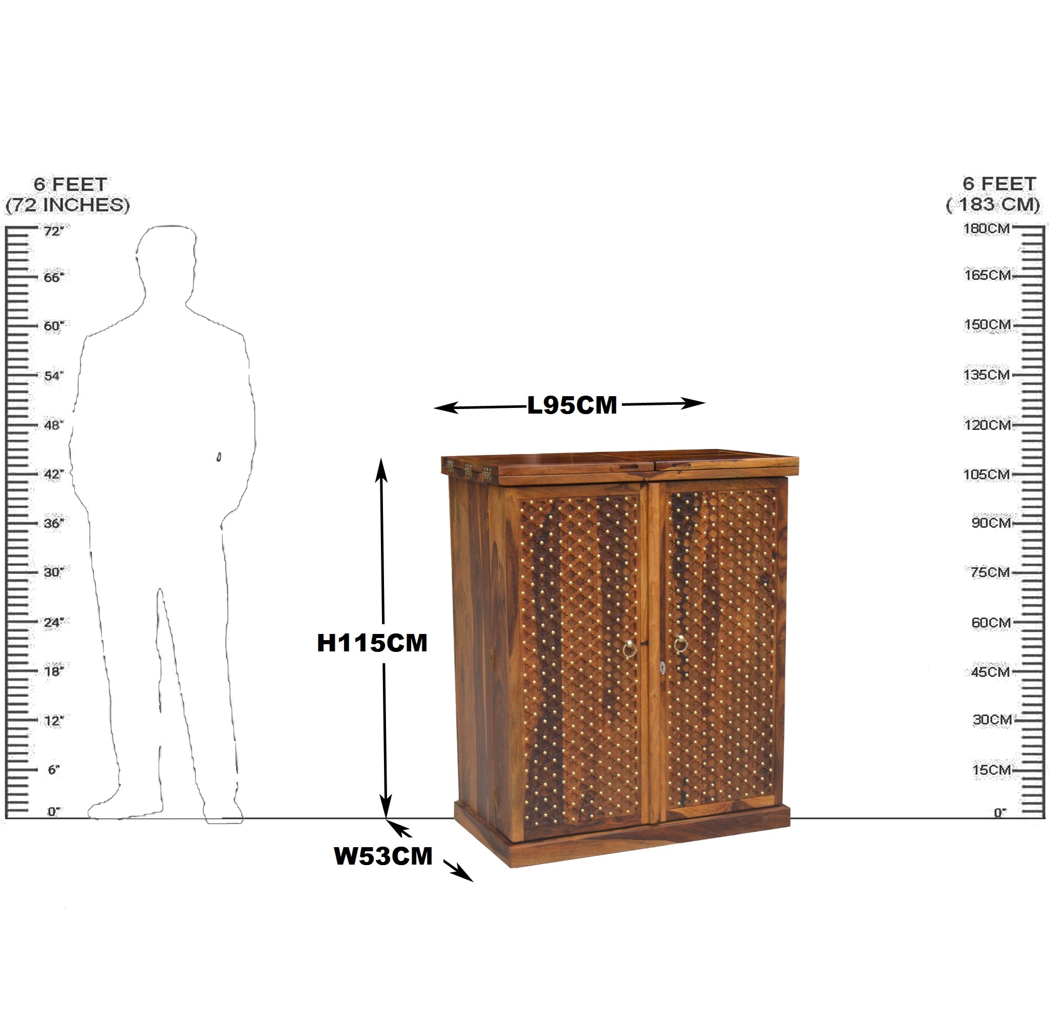 Solid Wood Jiksa Jali Door Design Bar Cabinet