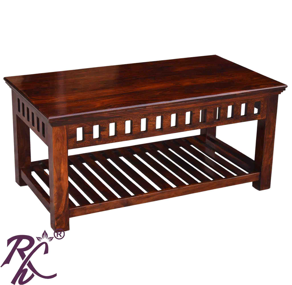 Solid Wood Kubera Center Table With Shelf