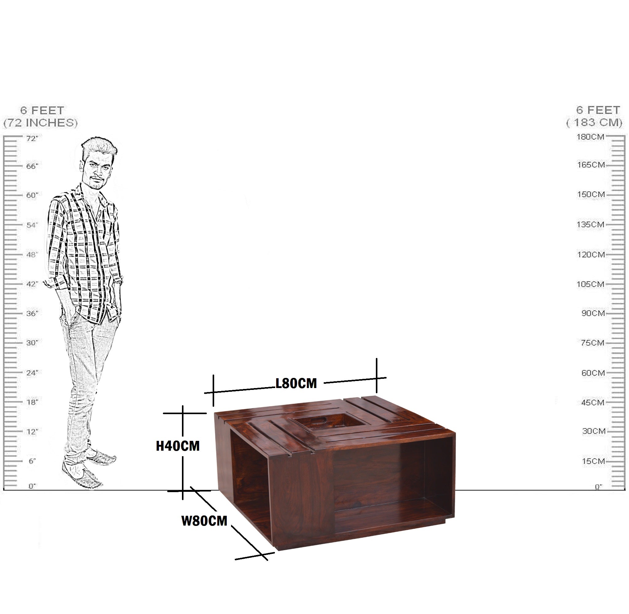 Solid Wood Crate Design Coffee Table