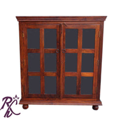 Solid Wooden 2 Glass Doors Cabinet & Wardrobe