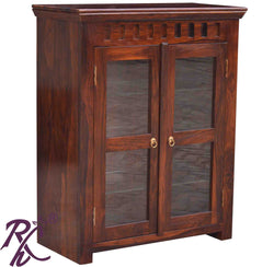 Solid wood Kubera 2 Glass Doors Cabinet