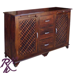 Solid Wood Ferna Sideboard Wooden Jali 2 Doors