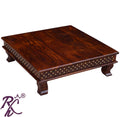 Solid Sheesham Wood Jiksa Jali Design Bajot / Wooden Chowki