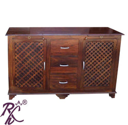 Solid Wood Ferna Sideboard Wooden Jali 2 Doors