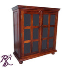 Solid Wooden 2 Glass Doors Cabinet & Wardrobe