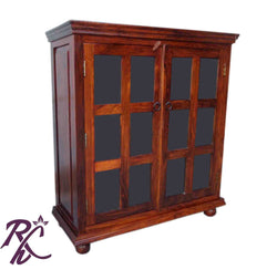 Solid Wooden 2 Glass Doors Cabinet & Wardrobe