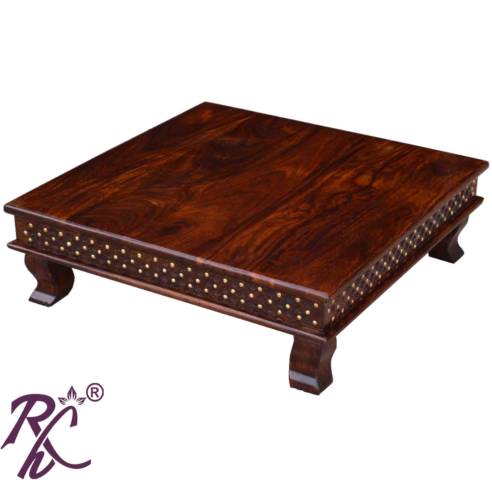 Solid Sheesham Wood Jiksa Jali Design Bajot / Wooden Chowki