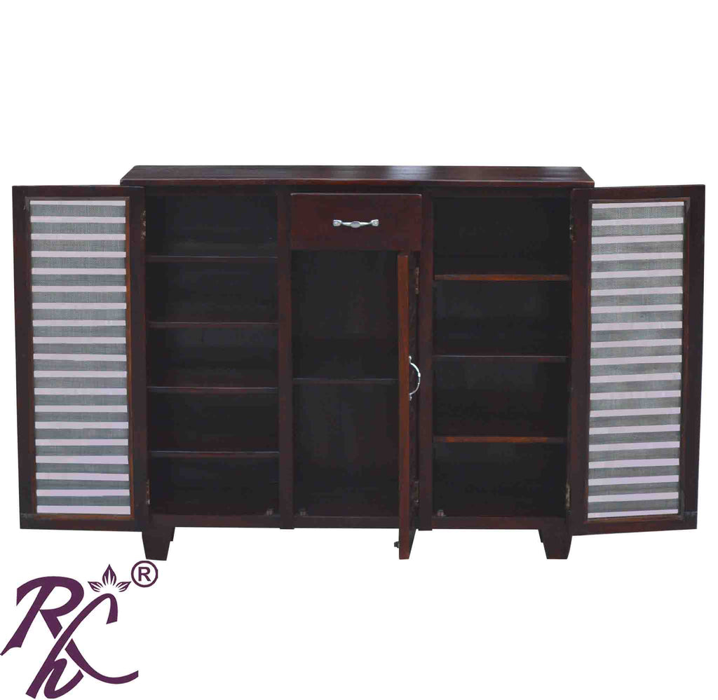 Solid Wood Stripe Design Sideboard 1 Drawer 3 Doors