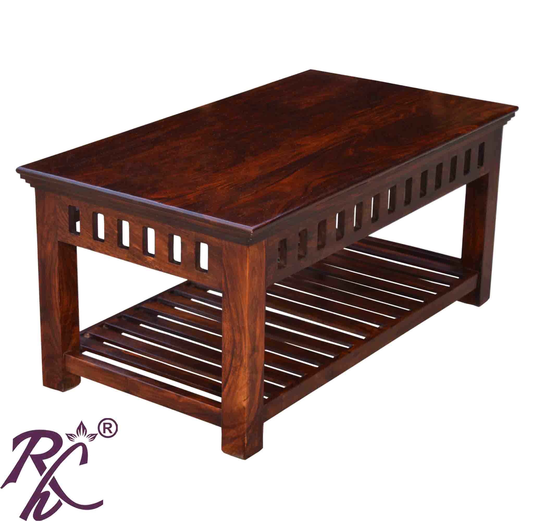 Solid Wood Kubera Center Table With Shelf