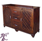 Solid Wood Ferna Sideboard Wooden Jali 2 Doors