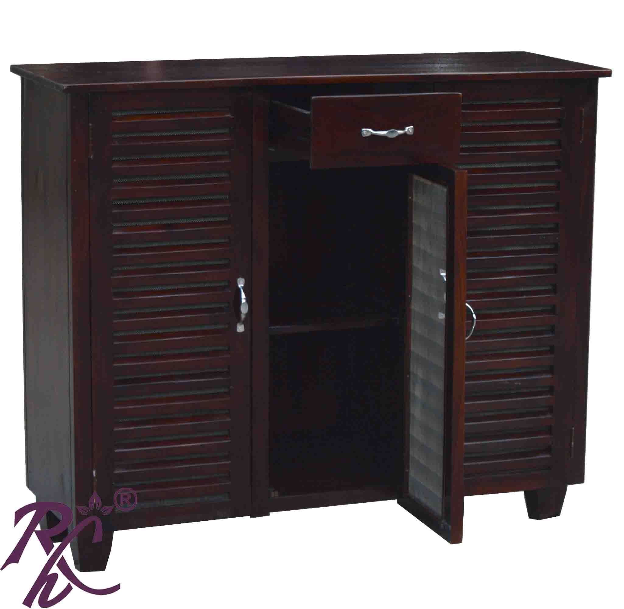 Solid Wood Stripe Design Sideboard 1 Drawer 3 Doors