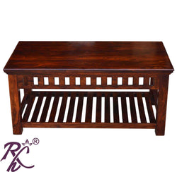 Solid Wood Kubera Center Table With Shelf