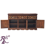 Solid Wood Wood Bakhra Design Sideboard 3 Doors 3 Drawers