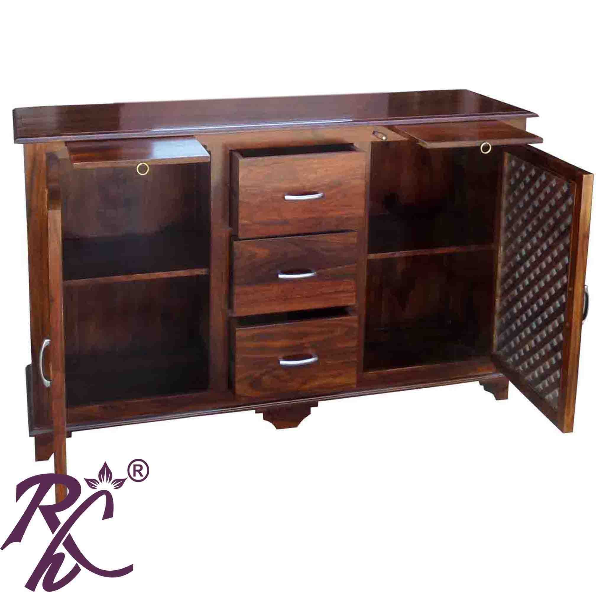 Solid Wood Ferna Sideboard Wooden Jali 2 Doors