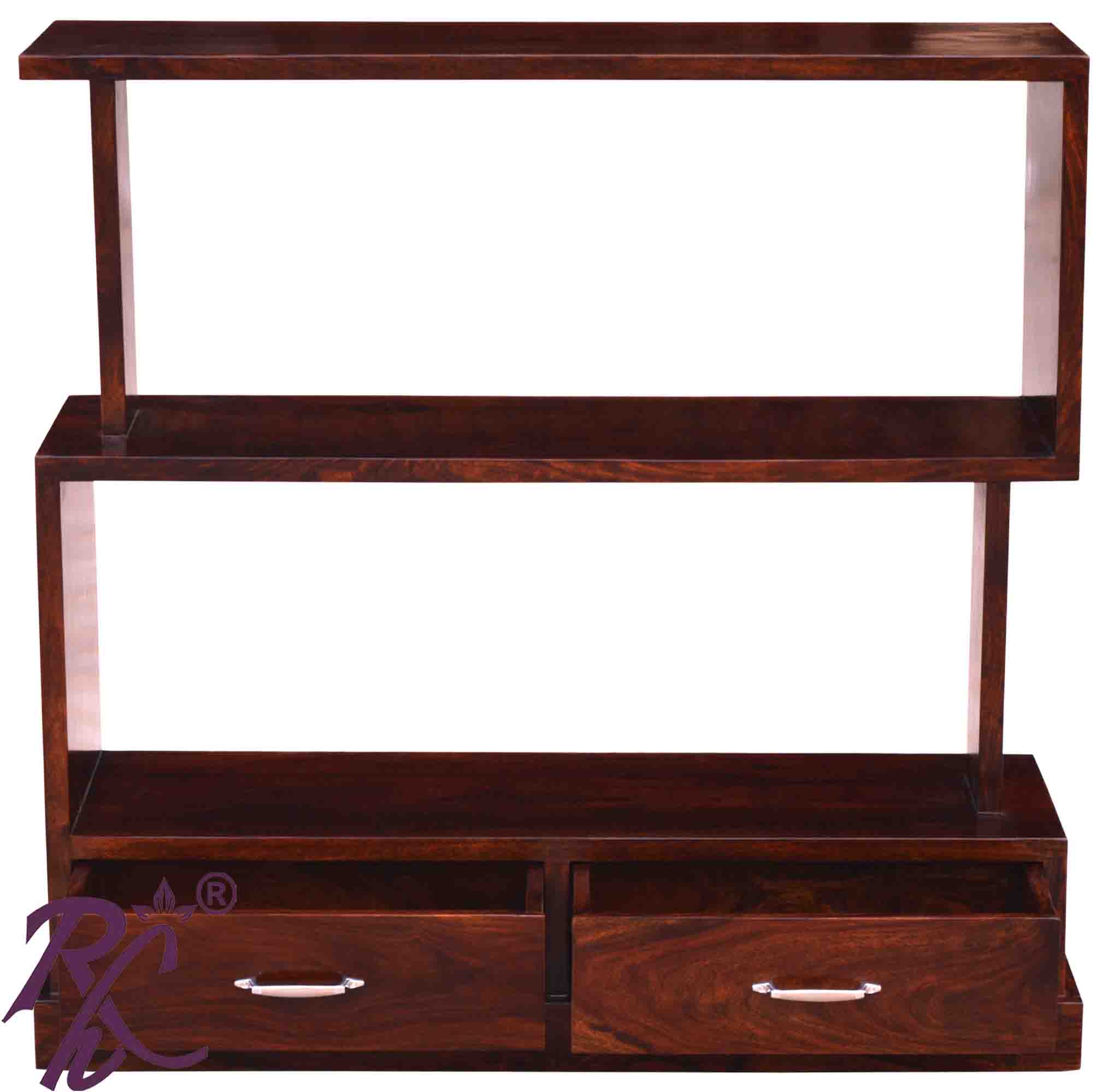Wooden 2 Drawer Bookcase Stand