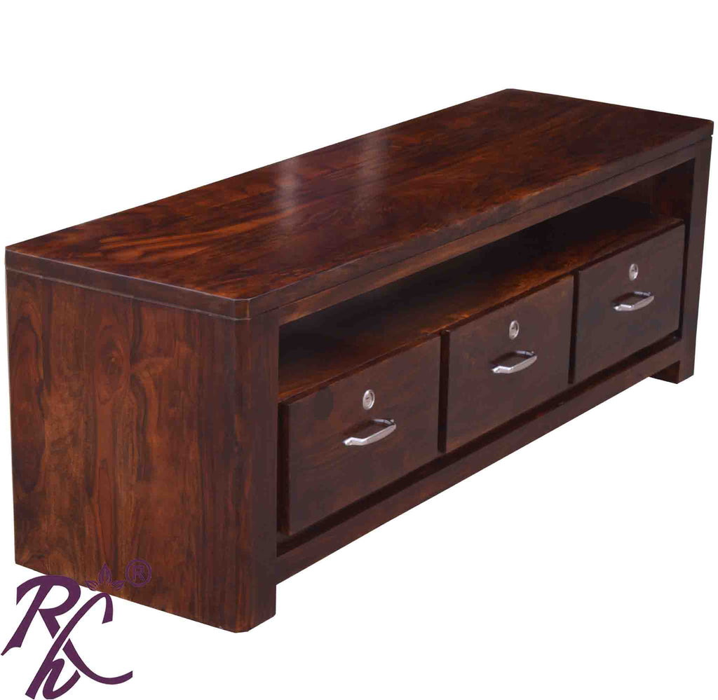 Solid Wood Carvel Tv Unit of 3 Drawers