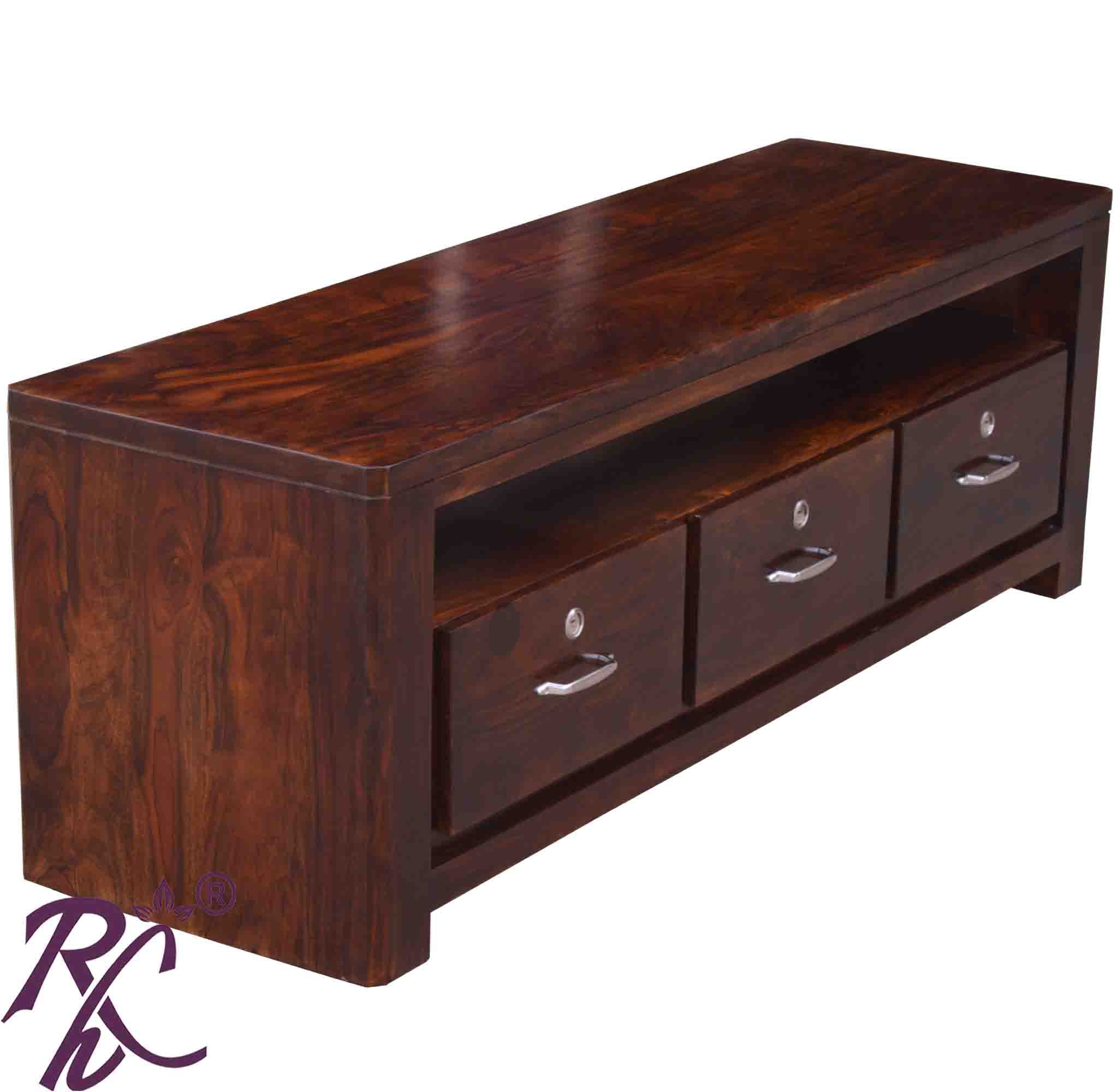 Solid Wood Carvel Tv Unit of 3 Drawers