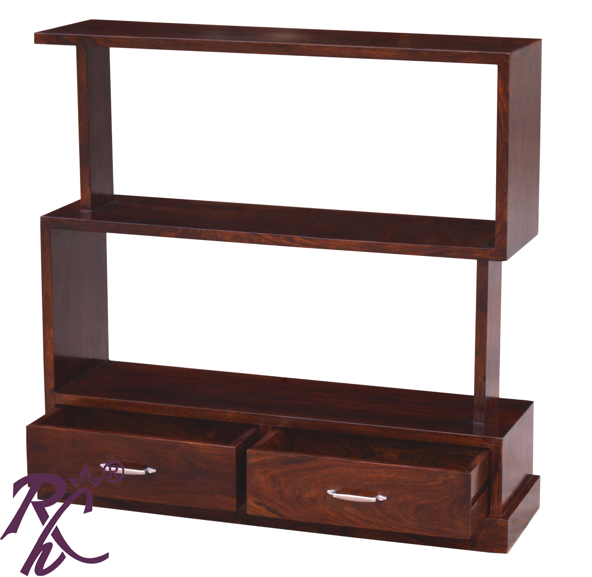 Wooden 2 Drawer Bookcase Stand