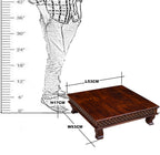 Solid Sheesham Wood Jiksa Jali Design Bajot / Wooden Chowki