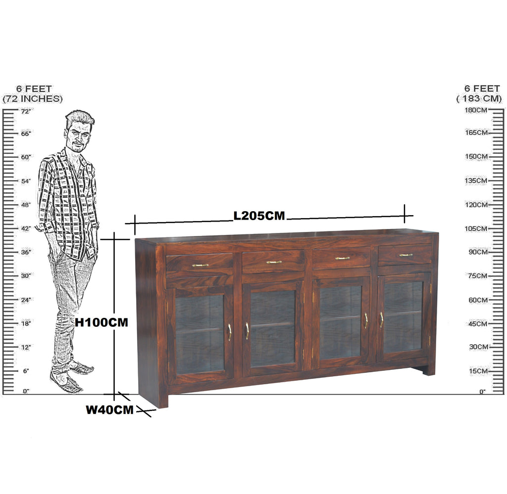 Solid Wood Large Sideboard 3 Drawers 3 Doors