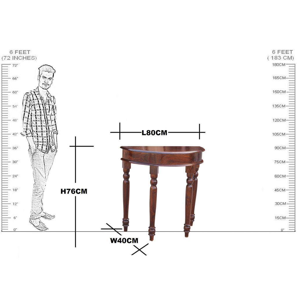 Solid Wood Half Round Console Table