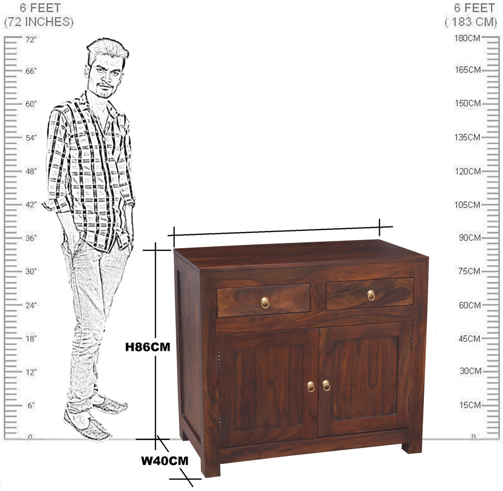 Solid Wood Clovis Cabinet with 2 Drawers