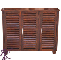 Solid Wood Stripe Design 3 Doors Sideboard