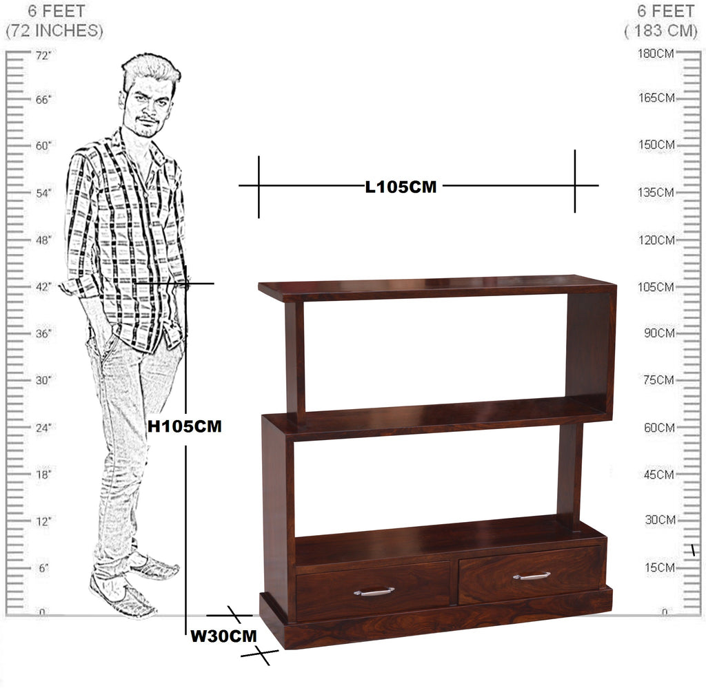 Wooden 2 Drawer Bookcase Stand