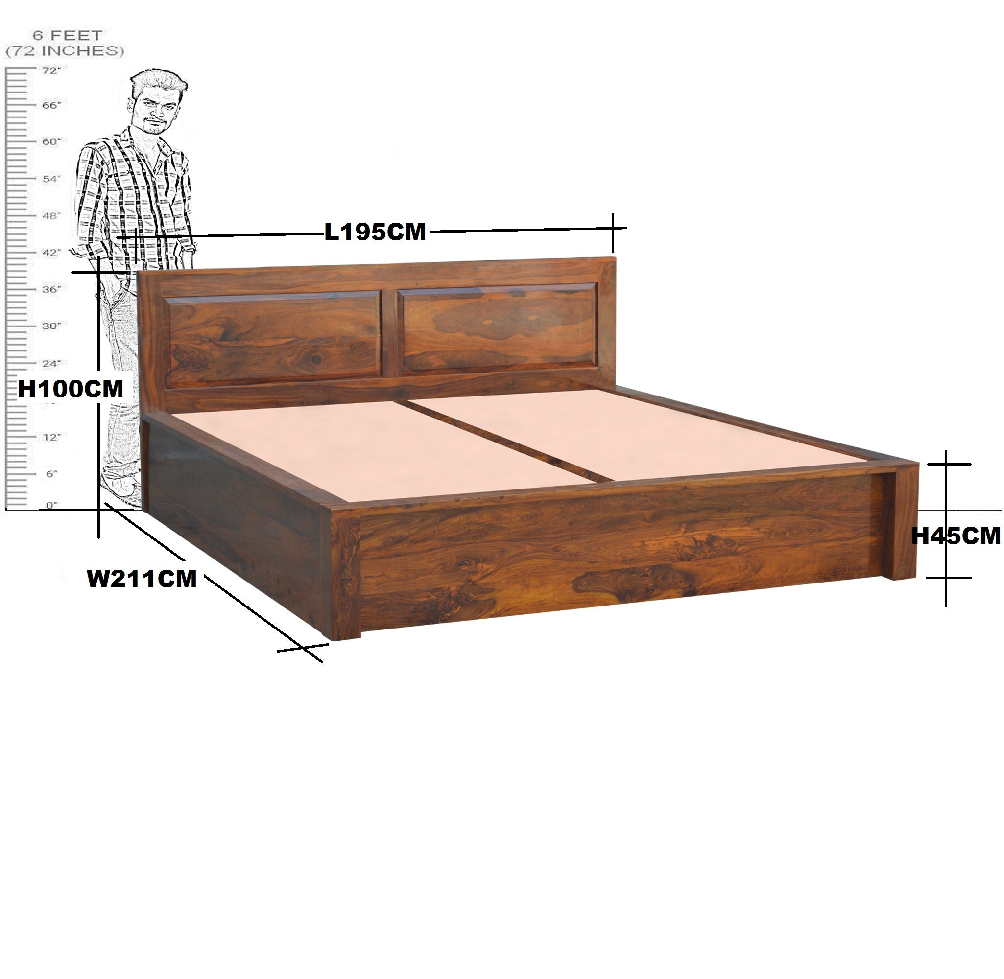 Solid Wood King Size With Storage Bed