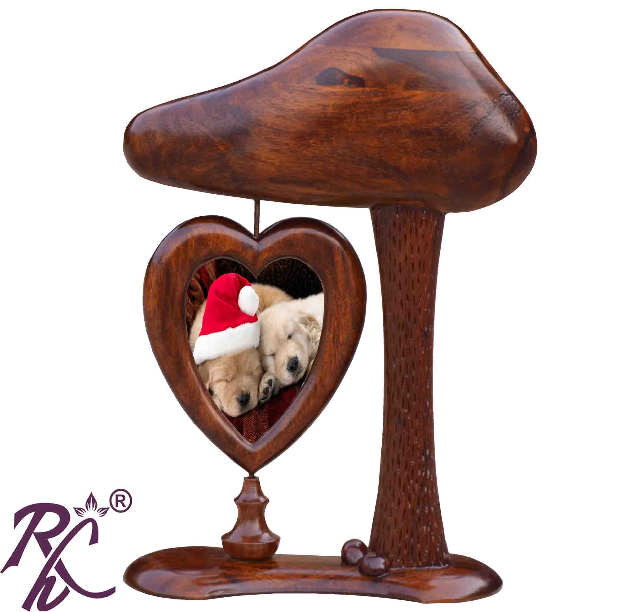 Solid Sheesham Wood Heart Design Photo Frame Stand