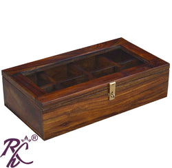 Solid Sheesham Wood Hand crafted Spice Box | Dry Fruit Box With Eight Containers
