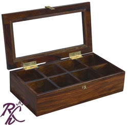 Solid Sheesham Wood Hand crafted Spice Box | Dry Fruit Box With Eight Containers